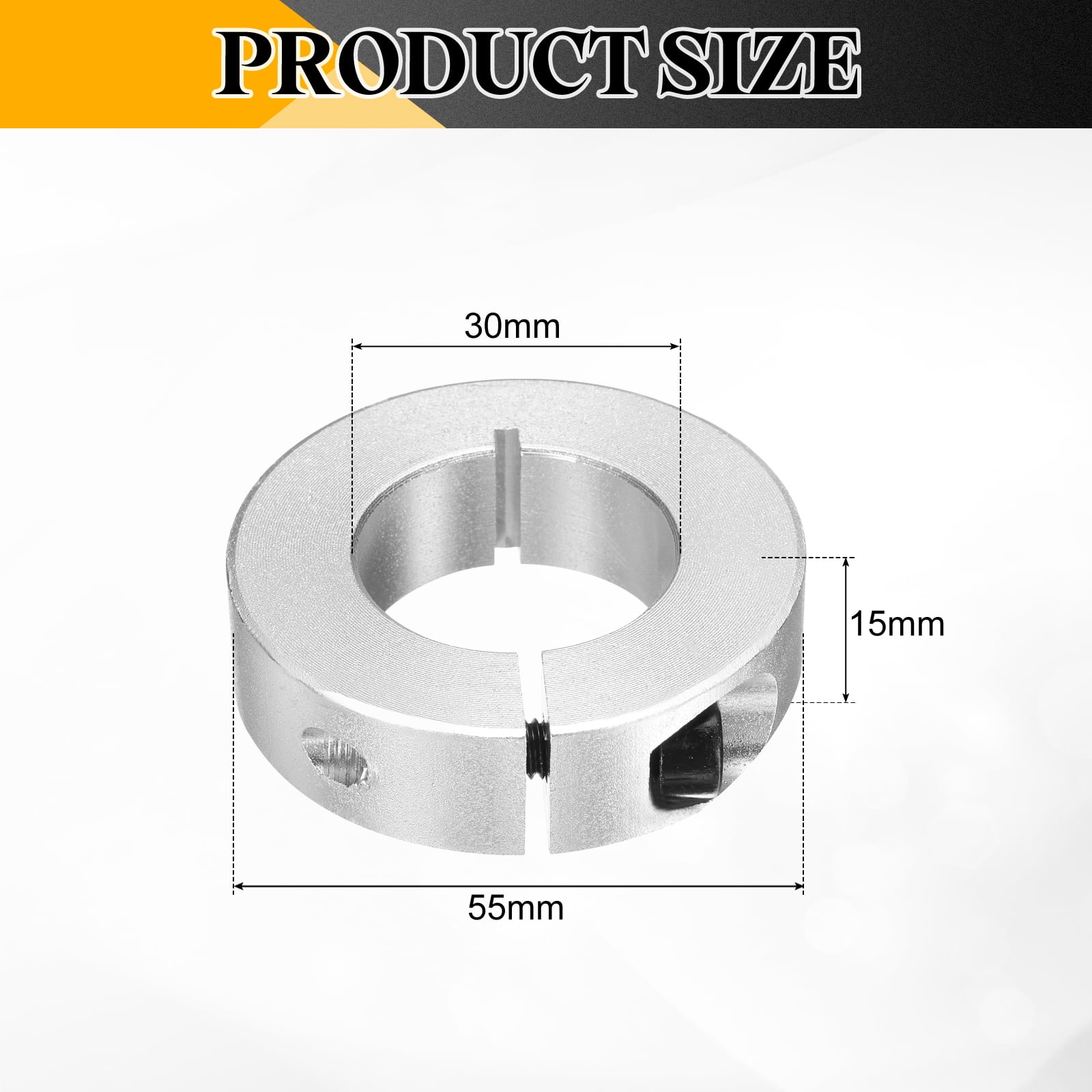 Uxcell 4pack Single Split Clamp-On Shaft Collar 12mm Bore One-Piece Clamping Collar, 30mm OD, 10mm Thickness, Aluminum Alloy Set Screw Split Collar Clamp