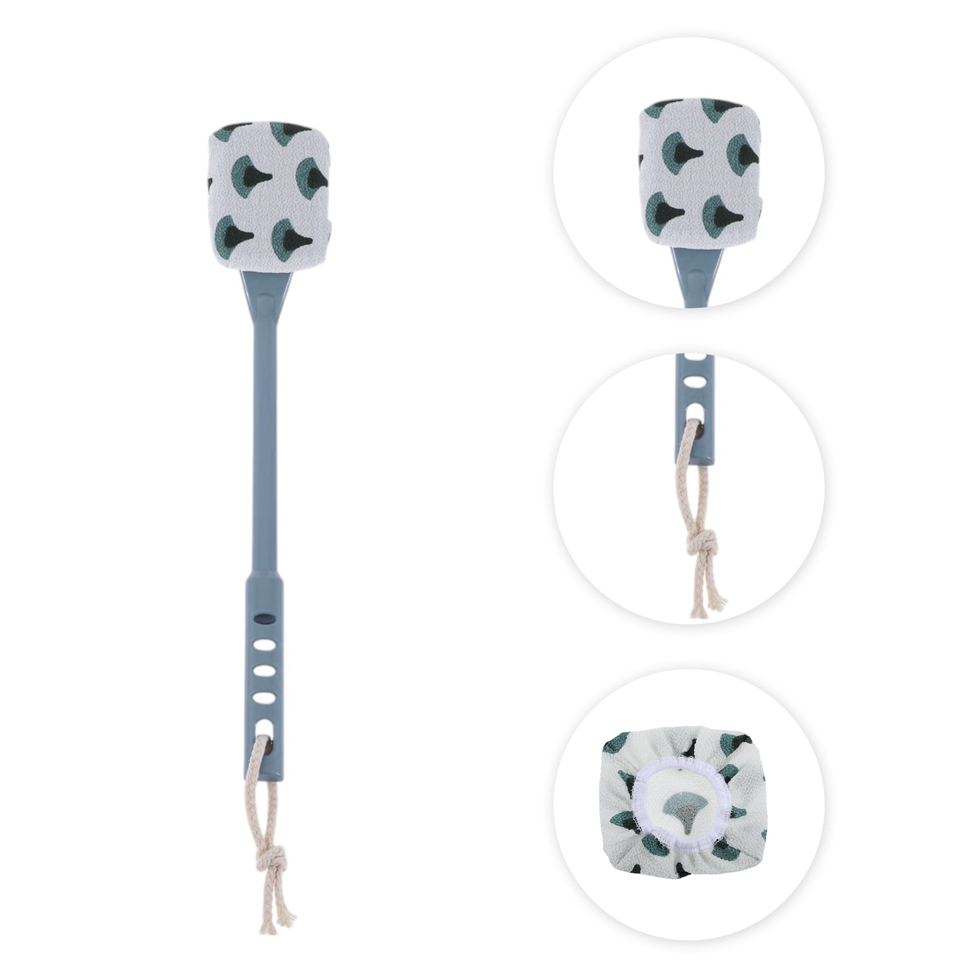 Unique Bargains Long Handle Bath Brush 15.74"x2.75"x1.18" 1 Set Blue Coarse Sand