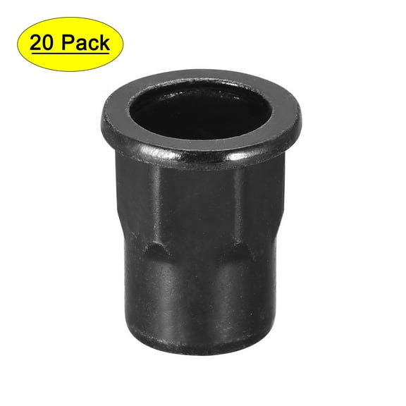 M10 Rivet Nuts, Thread Half Hexagonal Carbon Steel Zinc-Plated Flat Head Threaded Insert Nut Black 20 Pcs