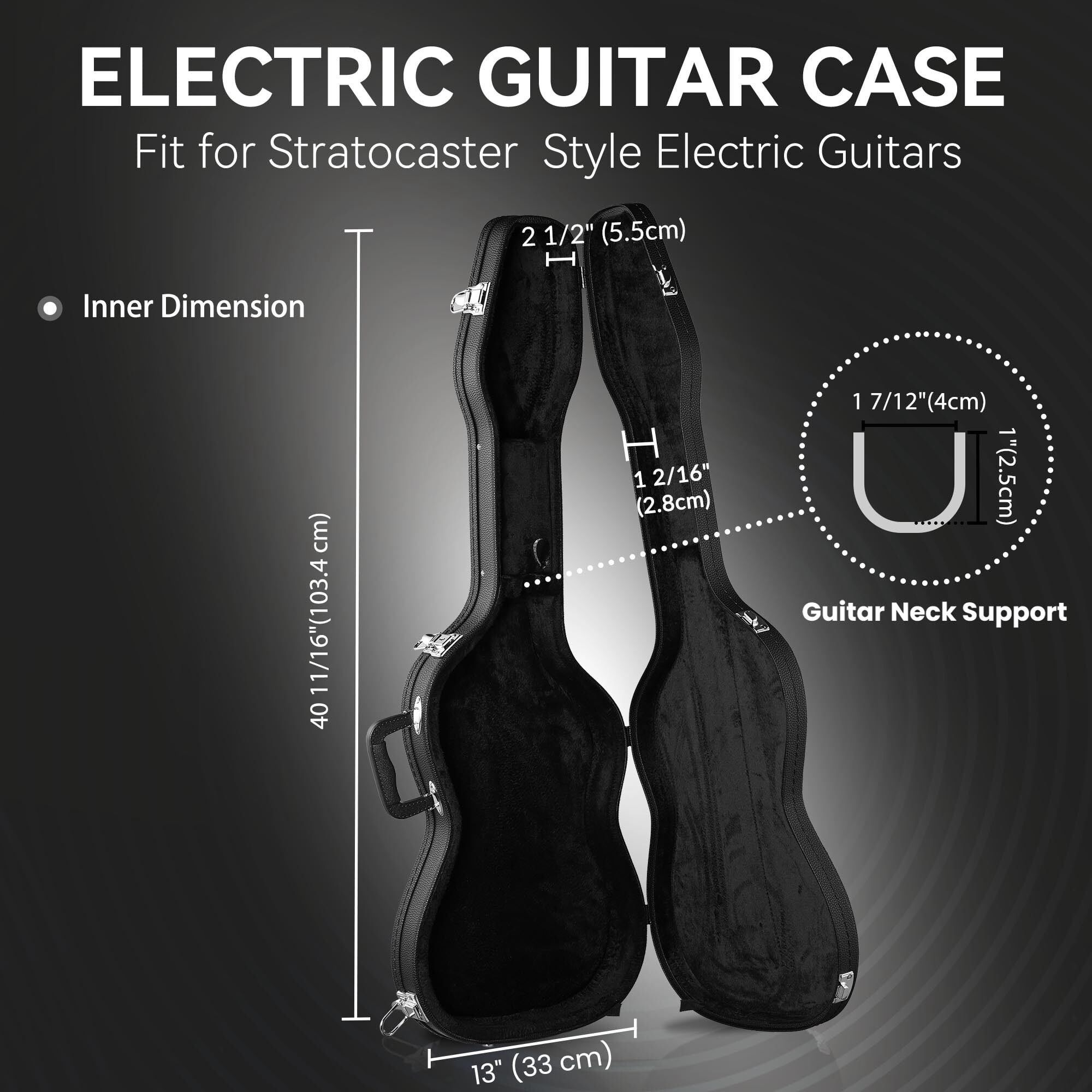 Yescom Electric Guitar Case for Stratocaster Style w/ Folding Guitar Floor Stand