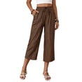 thumbnail image 2 of Women's Casual Pants 2026 Loose Fashion Denim Cropped Trousers with Pockets 7/8 Length Daily Wear Brown Womens Slacks, 2 of 5