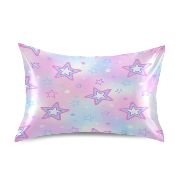 Satin Pillow Case Envelope Pillow Covers Standard Size Soft Pillow Cases for Bedroom, Star Printed