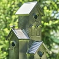 thumbnail image 2 of Zaer Ltd. Large Galvanized-Colored Multi-Birdhouse Stakes, Room for 4 Bird Families in Each, 2 of 10