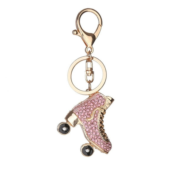 UDIYO Woman Rhinestone Roller Skates Pendant Keychain Key Ring Backpack Ornaments