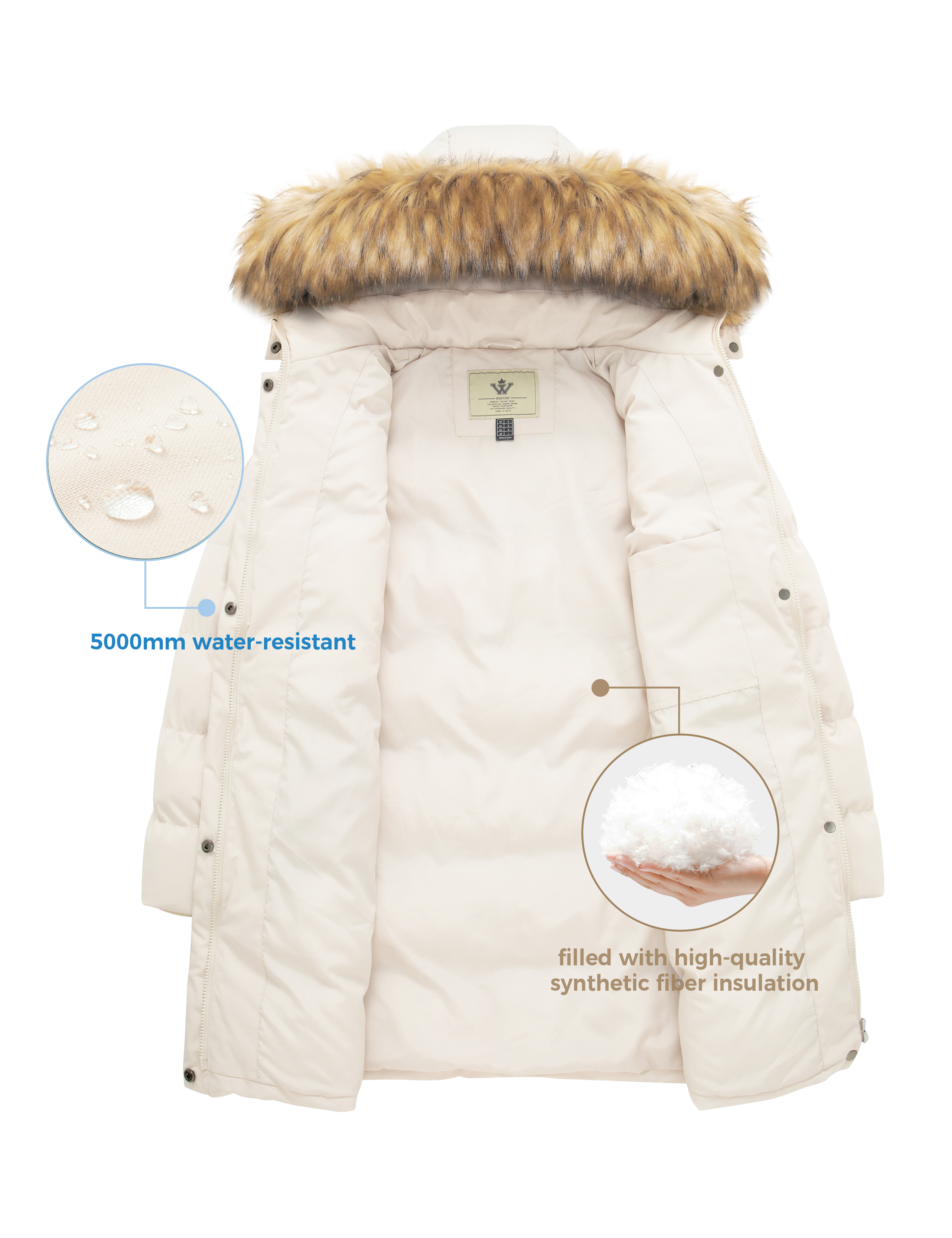 WenVen Women's Waterproof Puffer Jacket Hooded photo 5