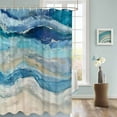 thumbnail image 3 of Fabric Shower Curtain Abstract Blue Gradient Beach Ocean Wave Oil Painting Shower Curtains with 12 Hooks Waterproof Machine Washable Bath Curtains for Bathroom, 36 x 72in, 3 of 6