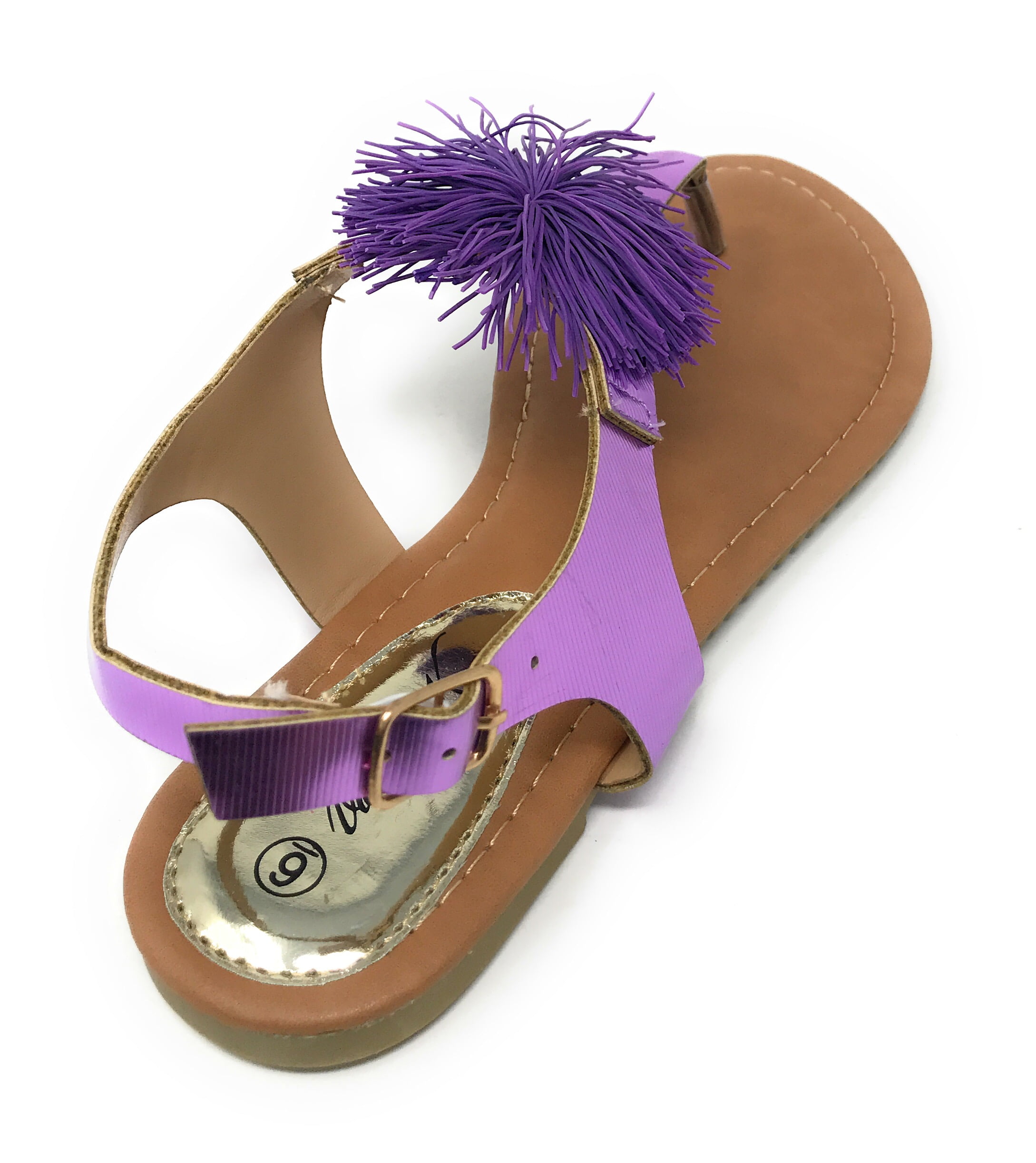 Victoria K Women's PomPom With Side Buckle Sandals