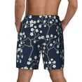 thumbnail image 3 of Kdxio Cherry Blossoms On Navy Background Print Men'S Swim Trunks With Compression Liner 7 Inch Inseam Quick Dry Swim Shorts, 3 of 7