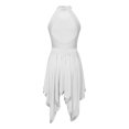 thumbnail image 4 of Alvivi Women's Lyrical Dance Costumes Sequin Halter Backless Asymmetrical Hem Mesh Dance Skirt White XL, 4 of 7