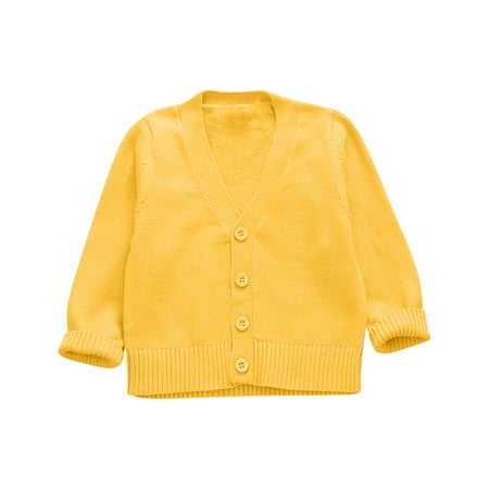 

AherBiu Cardigans for Boys Girls Button V Neck Long Sleeve Knitted Baby Clothes Open Front Unisex Outwear