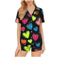 thumbnail image 2 of FDGIU Women's Soft Comfortable Heart Print Pajama Set - Short Sleeve Button Down 2 Piece Shorts Loungewear S-2XL, 2 of 7