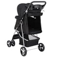 thumbnail image 4 of SuperDeal Folding Pet Stroller for Small Dog Cat, 4 Wheels Breathable Pet Carrier W/Cup Holder & Basket, Black, 4 of 12