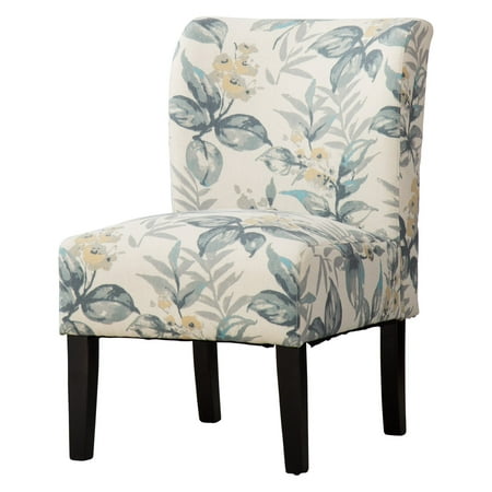 Roundhill Furniture Capa Leaf Print Fabric Armless Contemporary Accent Chair