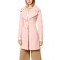 thumbnail image 5 of MODA NOVA Juniors Shawl Collar Single Breasted Mid-Thigh Winter Overcoat Pink S, 5 of 6