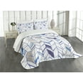 thumbnail image 3 of Ambesonne Tribal Quilted Bedspread Set 3 Pcs, Boho Zigzag Sketchy Line, Queen Size, Violet Blue White, 3 of 5