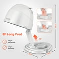 thumbnail image 3 of TASALON 1875W Ionic Hooded Hair Dryer with 3 Heat Settings, Professional Sit-Under Dryer for Home & Salon, Portable Ceramic Hair Dryer Bonnet,White, 3 of 7