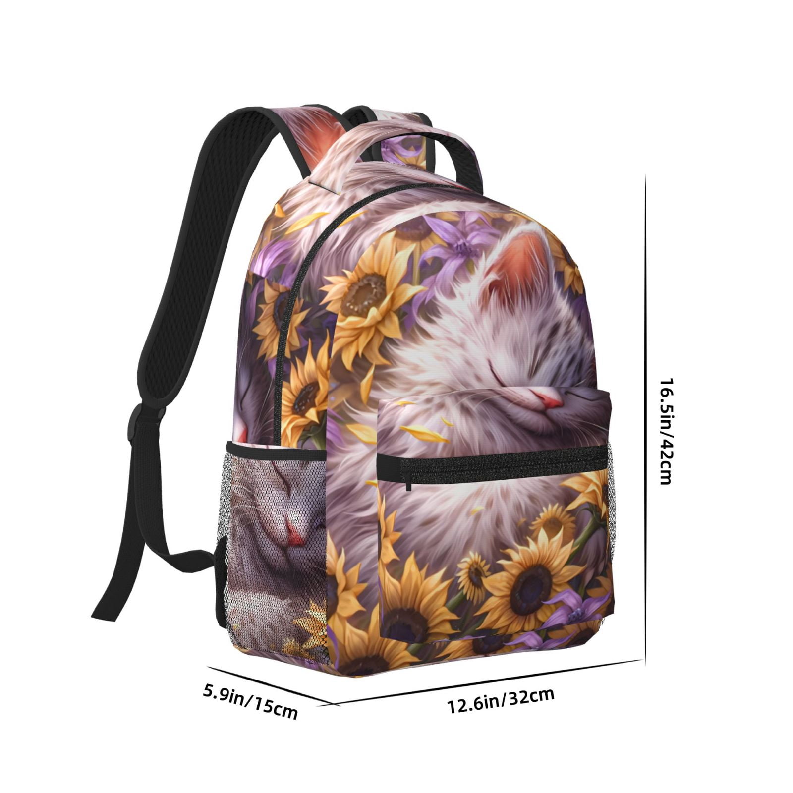 Xecao Warm Sunflower Sleeping Cat Travel Backpack: A spacious, stylish computer backpack ideal for men and women, perfect for college, school, or daily travels