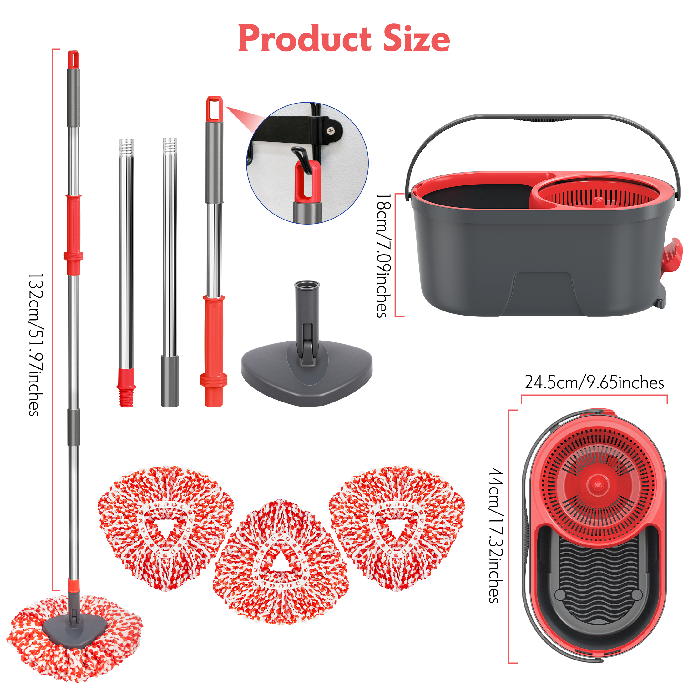 Sugarday Microfiber Spin Mop and Bucket with Foot Pedal Wringer photo 7