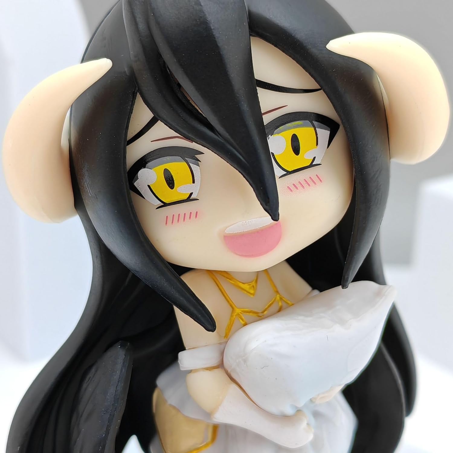 New Albedo Figure, Holding A Pillow Q Version Albedo Action Figures 12cm/4.7inch PVC Handmade Anime Character Statue Model Decoration Gifts