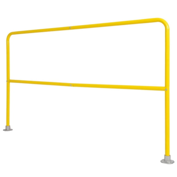 6FT. Steel Pipe Safety Railing w/Single Socket for Pedestrian & Fencing, 72"Lx42"H, 1-1/4" Outside Diameter, Yellow Powder Coated Industrial Guardrail