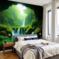 thumbnail image 2 of Wallpaper Mystical Green Waterfall Cave Flowing Streams Mossy Peel and Stick Wall Murals 100"H x 144"W Removable PVC Wall Paper Self-Adhesive Wall Paintings Art Decor for Bedroom Living Room, 2 of 7
