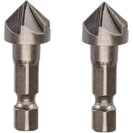 

of 2) 1/2 In. Hex Shank 45 Degree Chamber Six Flute Countersink Drill Bit Bur