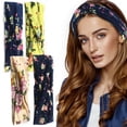 thumbnail image 4 of Women's Boho Criss Cross Style Head Wrap Hair Band- Yellow Floral Design, 4 of 7