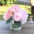 thumbnail image 4 of Enova Home Artificial Flowers Mixed Silk Pink Peony and Roses Fake Flowers Arrangement in Clear Glass Vase for Home Office Wedding Decoration, 4 of 6