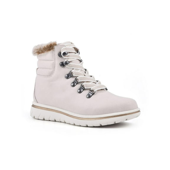 Cliffs by White Mountain Womens Hallett Faux Fur Trim Lace Up Ankle Boots