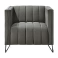 thumbnail image 5 of Home Design Kurtis Square Arm Chair with Tufted Velvet Upholstery and Gold Metal Legs, Flared Arms, Modern Living Room Seating, Gray, 5 of 7