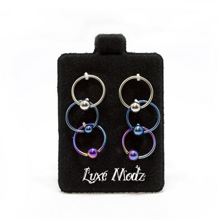 Titanium Captive Bead Ring - Captive Bead Ring 6pc 18G Anodized Titanium Nose Lip Ear Cartilage Septum CBR