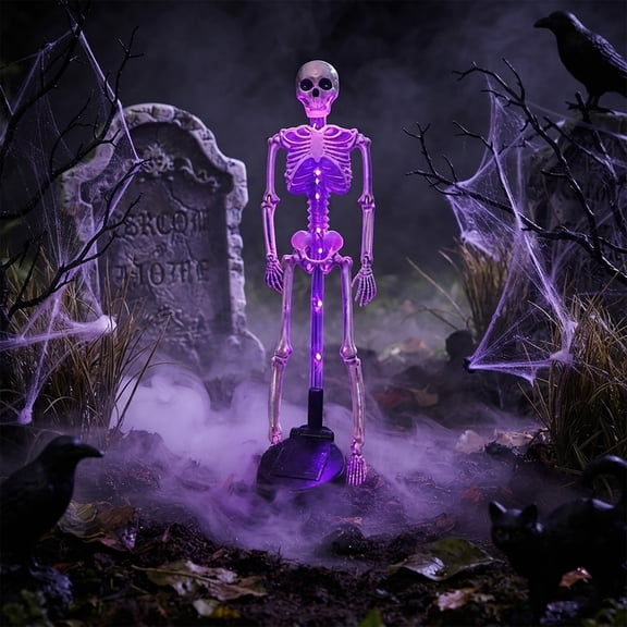 Solar Skeleton Yard Stake, Halloween Decorations Garden Light Bones Figurine, Waterproof Realistic Skeleton for Outdoor Grave Lawn Patio