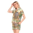 thumbnail image 2 of Women Silk Pajama Sets Causal Outings Fashion Camel and Temple Pattern Home, 2 of 7