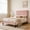 Twin Xl, Pink Velvet Soft Bag, variant on Kojooin Upholstered Platform Bed Frame with Headboard, Sturdy Wooden Slat Support, Noise Free Design and Easy Assembly