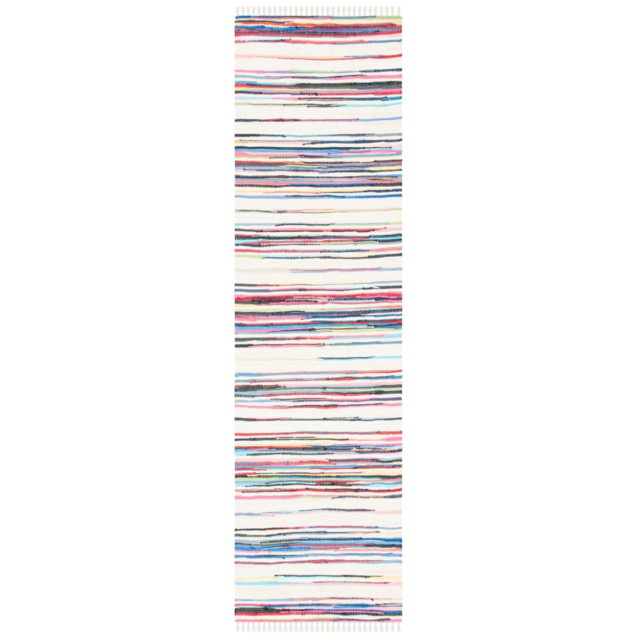 SAFAVIEH Rag Benton Striped Cotton Area Rug, Ivory/Multi, 5' x 8'