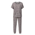 thumbnail image 5 of Secret Treasures Women's and Women's Plus Short Sleeve Top and Joggers with Makeup Bag, 3-Piece Knit PJ Set, 5 of 6