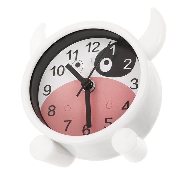 FRCOLOR Cartoon Cow Silent Alarm Clock for Time Display Battery Powered bedside table plastic Multi