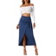 thumbnail image 2 of Falda larga bohemia de cintura alta para mujer INSPIRE CHIC, falda maxi envolvente de verano para playa con abertura, XS azul oscuro, 2 of 6