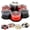 Red and Black, variant on Rotating Divided Serving Tray with Lid, Portable Snack Organizer with 6 Compartment for Kitchen, Party, Picnic, Stackable Snackle Box Container for Fruits, Candy.