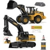 Toys Excavator Bulldozer Truck for Kids, Construction Tractor Toys, Engineer Caterpillar Construction Vehicle Sets of 2, Pushdozer Toy Truck Machine, Movable Claw Loader Digger Trucks Toys for Boys