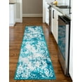 thumbnail image 3 of Unique Loom Sofia Collection Area Rug - Larvotto (2' x 13' Runner Turquoise/Gray), 3 of 6