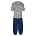thumbnail image 5 of Teissuly Women's Casual Round Neck 5/4 Sleeve Top And Pants Digital Printing Two-piece Set, 5 of 5
