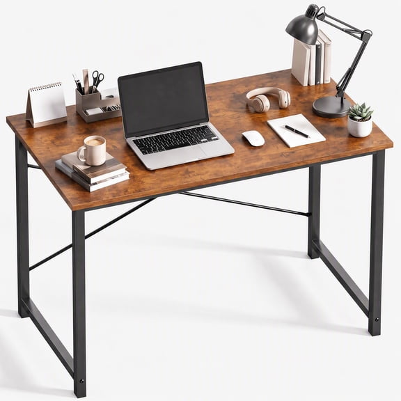 EDX 44 Inch Computer Desk for Small Spaces, Small Student Study Gaming Work Writing Desk, Modern Simple PC Table Workstation for Home Office, Rust