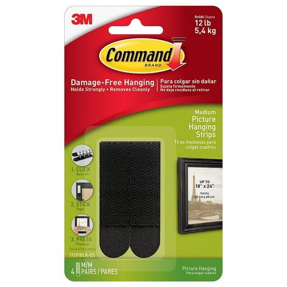 24-Pack of Medium 3M 17201BLK-ES Command Black Picture Hanging Strips, 4-Pack