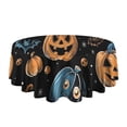 thumbnail image 5 of Halloween Pumpkin Skull Pattern Round Tablecloth 60"x60",Wrinkle Wipeable Table Cloth for Kitchen Dining Room Picnic Patio Party, 5 of 6