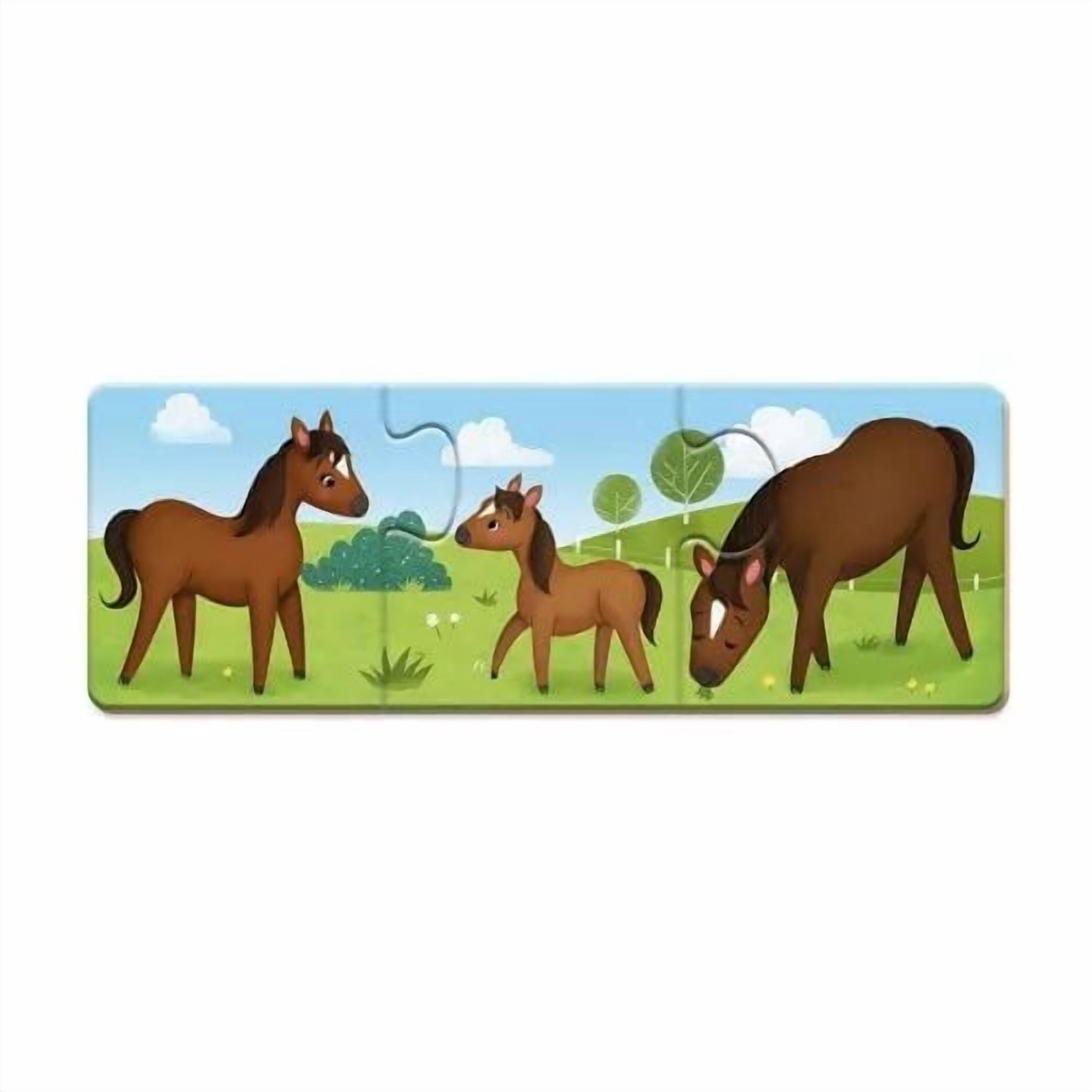 Janod - From 3 years old - Puzzle Trionimo - 10 Puzzles of 3 Pieces - Animals - Cardboard FSC - Memory and Association Games