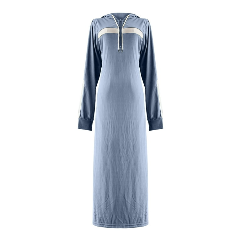 hopeusnice Men's White Muslim Jubba Thobe Long Sleeve Hood Kaftan