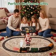 Electric Train Set, Remote Control Train Toy with Smoke, Light & Sound, Toy Train Set for Under Christmas Tree for Boys Girls