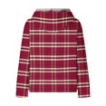 thumbnail image 6 of Women's Fashion Loose Hooded Pullover Long Sleeve Plaid Sweatshirt with Drawstring Drop Shoulder and Pocket Print,Wine,2XL, 6 of 7