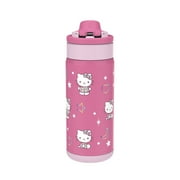 Zak Designs Hello Kitty Kids Insulated Water Bottle with Straw, 14oz Stainless Steel, Leak-Proof, Carry Handle